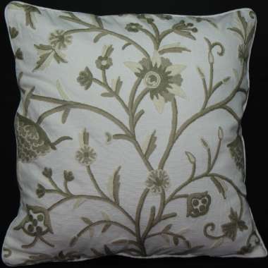 Crewel Pillow Danzdaar Design on natural cotton fabric